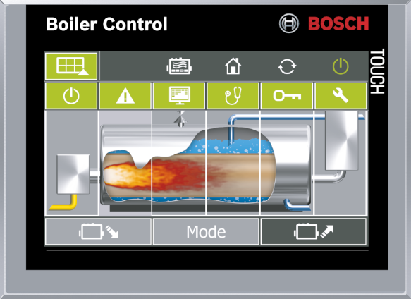 Boiler Control BCO – example of display for steam boilers