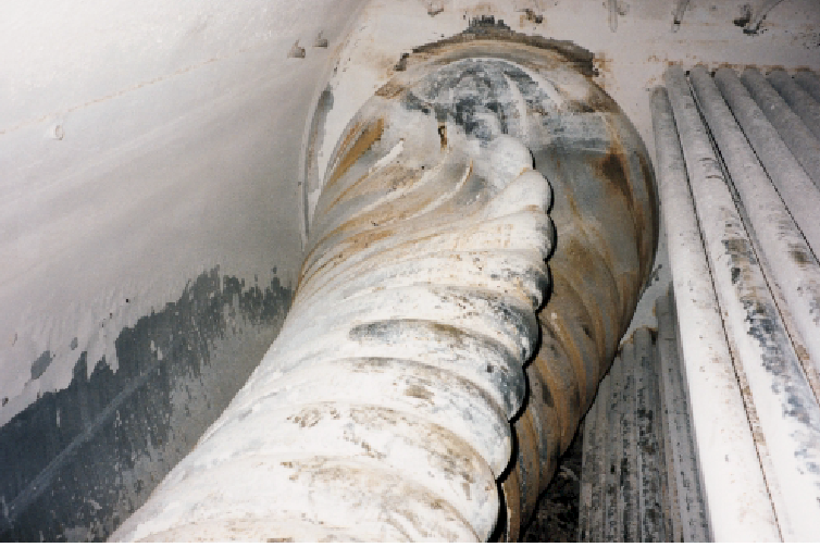 Layer formation in boiler with damage to flame tube